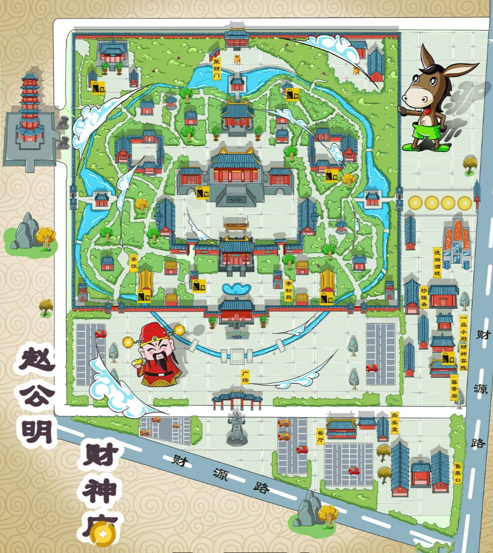 虞城寺庙类手绘地图